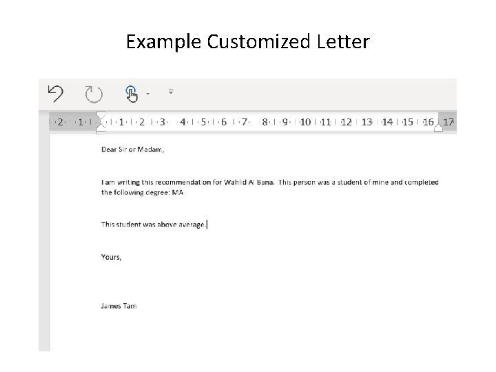 Example Customized Letter 