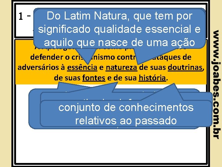 Do Latim Natura, que tem por 1 – A Importância da ideia central, argumento