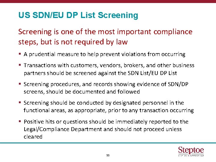 US SDN/EU DP List Screening is one of the most important compliance steps, but