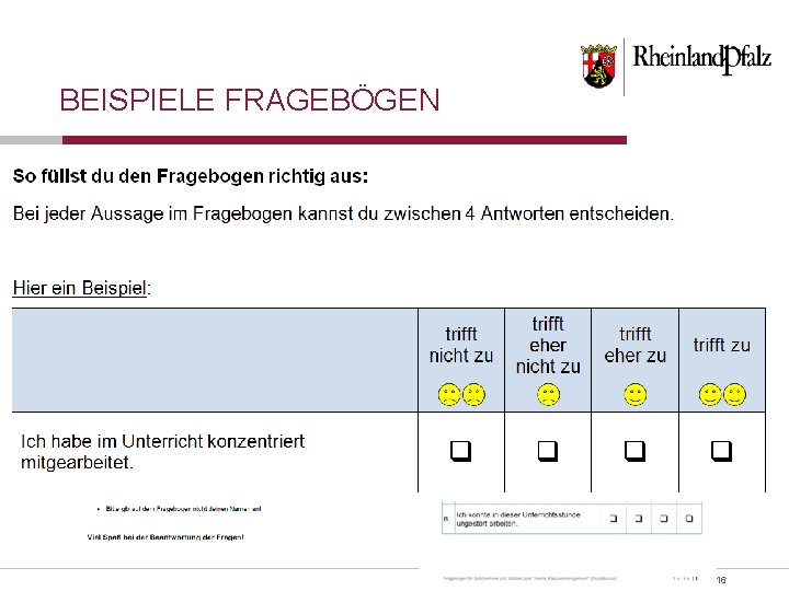 BEISPIELE FRAGEBÖGEN Folie 16 