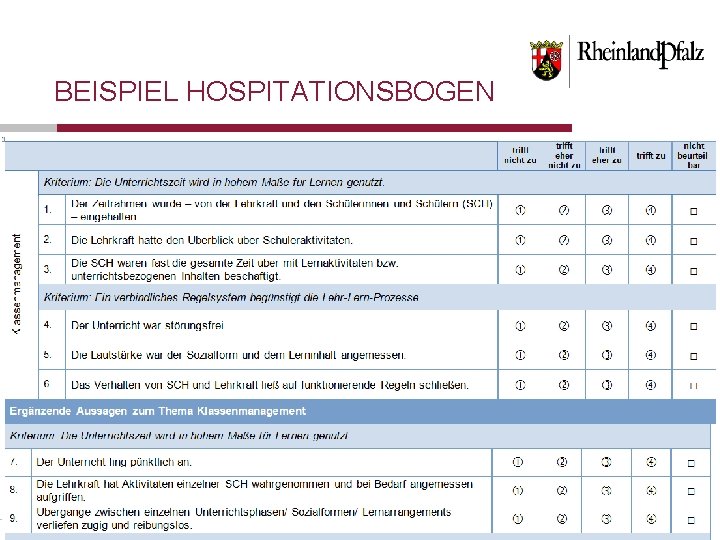 BEISPIEL HOSPITATIONSBOGEN Folie 18 