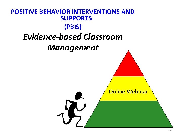 POSITIVE BEHAVIOR INTERVENTIONS AND SUPPORTS (PBIS) Evidence-based Classroom Management Online Webinar 1 