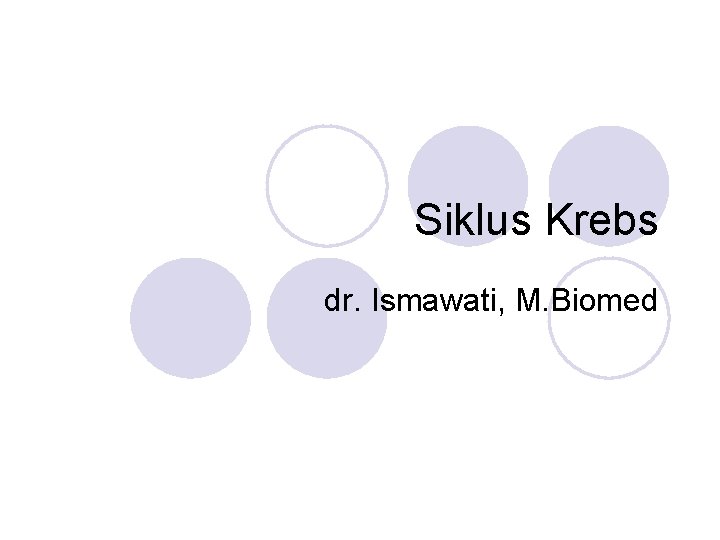 Siklus Krebs dr. Ismawati, M. Biomed 