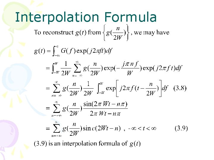 Interpolation Formula 