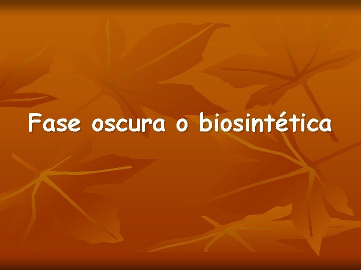 Fase oscura o biosintética 