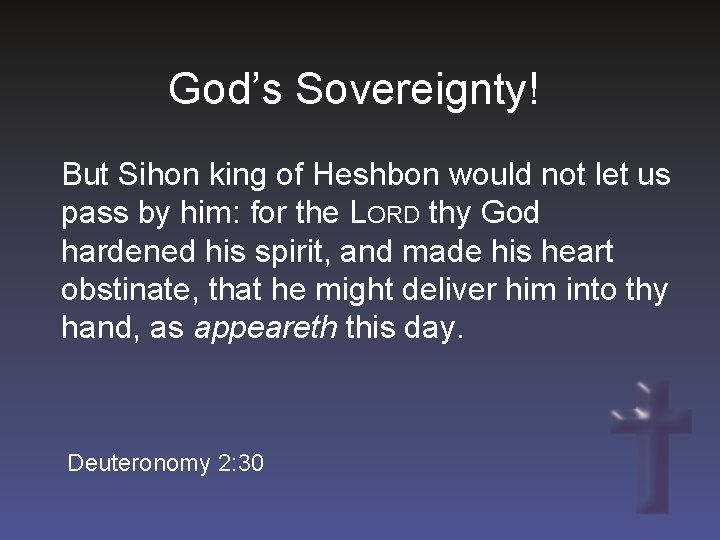 God’s Sovereignty! But Sihon king of Heshbon would not let us pass by him: