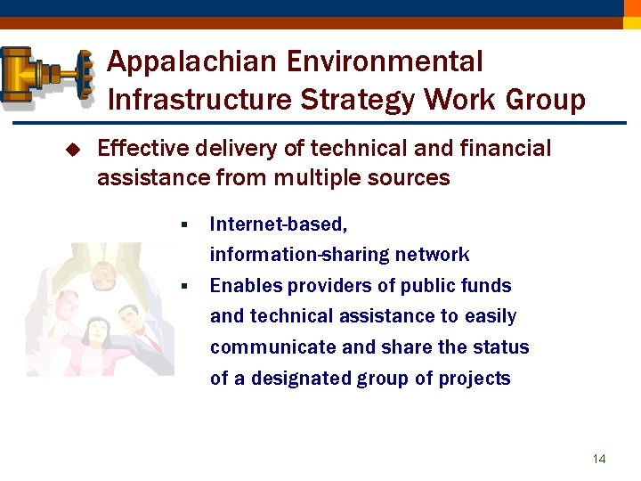 Appalachian Environmental Infrastructure Strategy Work Group u Effective delivery of technical and financial assistance