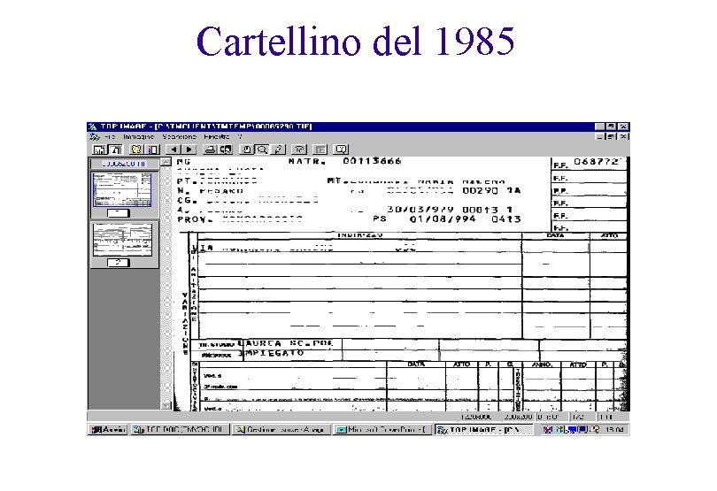 Cartellino del 1985 