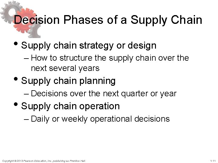 Decision Phases of a Supply Chain • Supply chain strategy or design – How