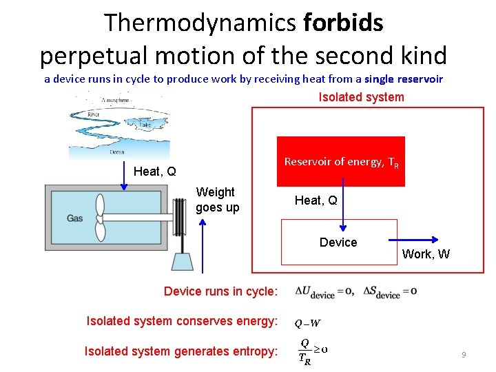 Thermodynamics forbids perpetual motion of the second kind a device runs in cycle to