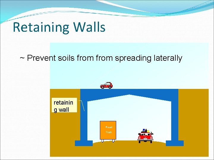 Retaining Walls ~ Prevent soils from spreading laterally retainin g wall Road Train 14