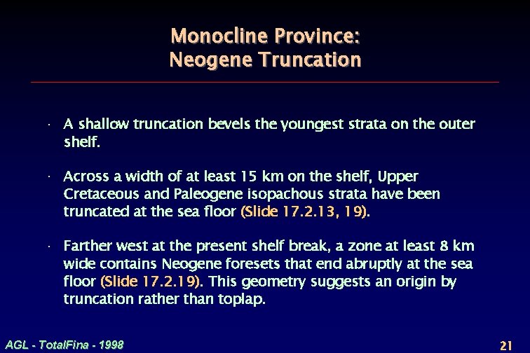 Monocline Province: Neogene Truncation · A shallow truncation bevels the youngest strata on the