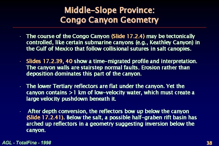Middle-Slope Province: Congo Canyon Geometry · The course of the Congo Canyon (Slide 17.