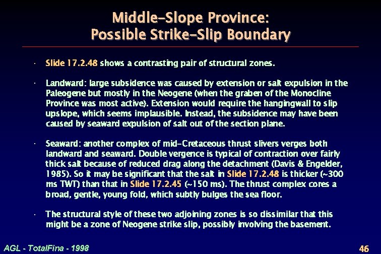 Middle-Slope Province: Possible Strike-Slip Boundary · Slide 17. 2. 48 shows a contrasting pair