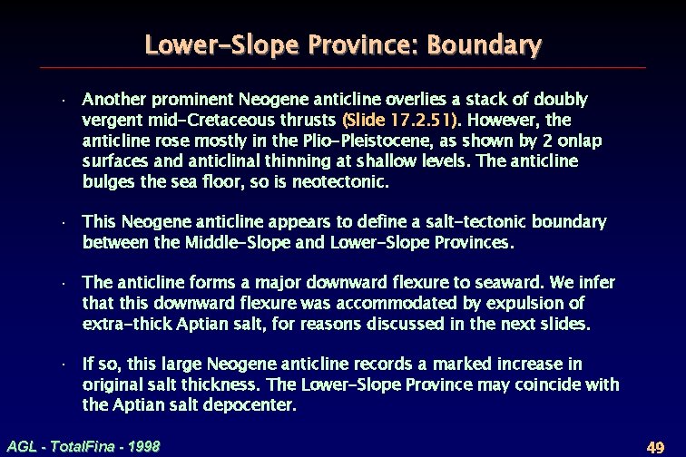 Lower-Slope Province: Boundary · Another prominent Neogene anticline overlies a stack of doubly vergent