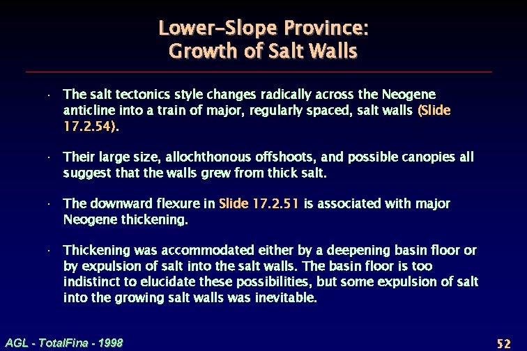 Lower-Slope Province: Growth of Salt Walls · The salt tectonics style changes radically across