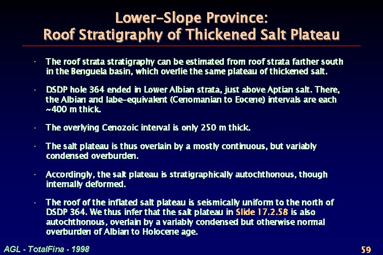 Lower-Slope Province: Roof Stratigraphy of Thickened Salt Plateau · The roof strata stratigraphy can