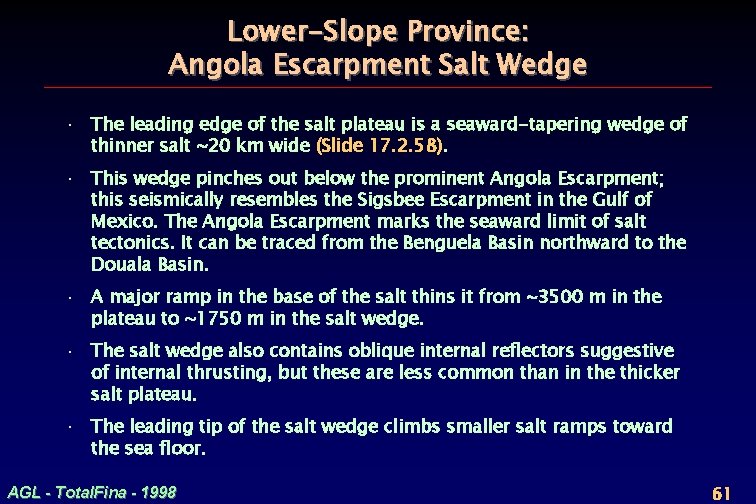Lower-Slope Province: Angola Escarpment Salt Wedge · The leading edge of the salt plateau