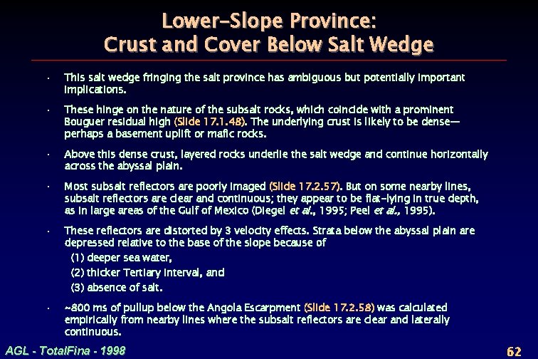Lower-Slope Province: Crust and Cover Below Salt Wedge · This salt wedge fringing the