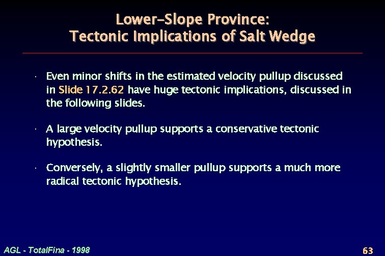 Lower-Slope Province: Tectonic Implications of Salt Wedge · Even minor shifts in the estimated