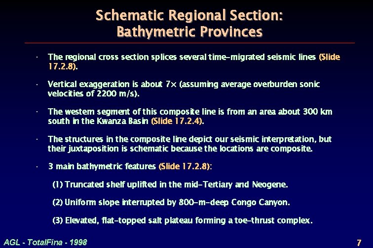 Schematic Regional Section: Bathymetric Provinces · The regional cross section splices several time-migrated seismic