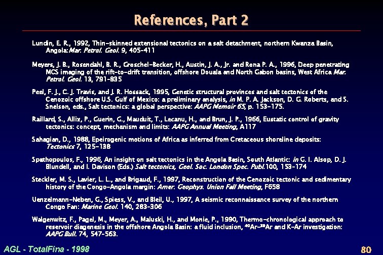 References, Part 2 Lundin, E. R. , 1992, Thin-skinned extensional tectonics on a salt
