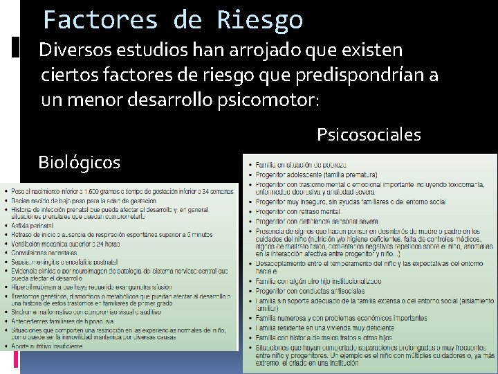 Factores de Riesgo Diversos estudios han arrojado que existen ciertos factores de riesgo que