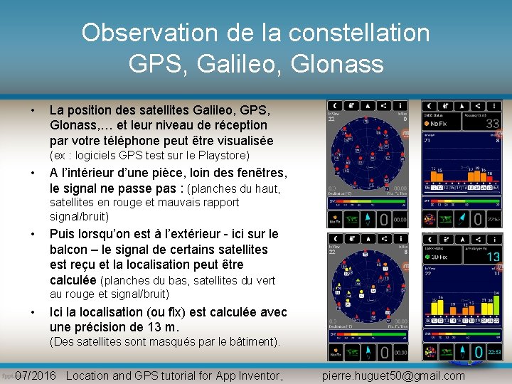 Observation de la constellation GPS, Galileo, Glonass • La position des satellites Galileo, GPS, Observation de la constellation GPS, Galileo, Glonass • La position des satellites Galileo, GPS,