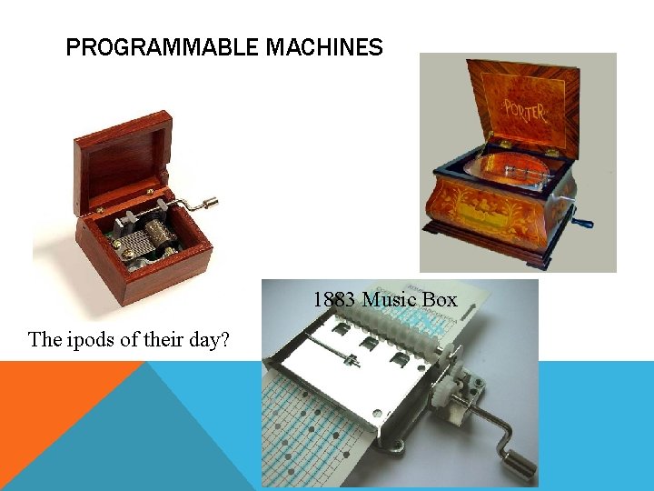 PROGRAMMABLE MACHINES 1883 Music Box The ipods of their day? 