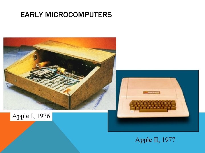 EARLY MICROCOMPUTERS Apple I, 1976 Apple II, 1977 