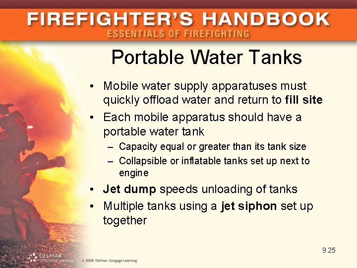 Portable Water Tanks • Mobile water supply apparatuses must quickly offload water and return