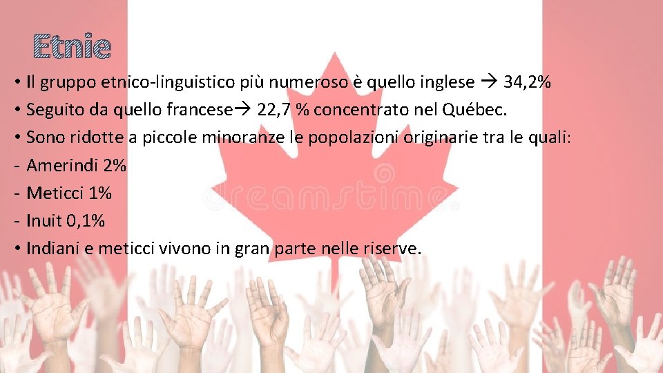 Etnie • Il gruppo etnico-linguistico più numeroso è quello inglese 34, 2% • Seguito