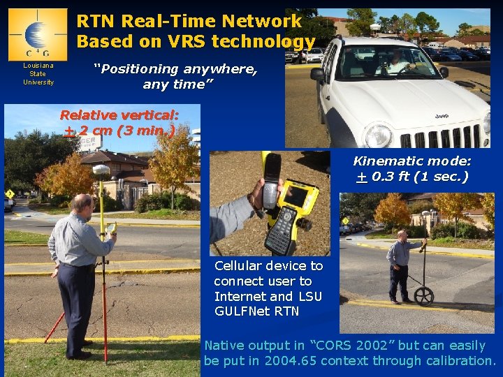 RTN Real-Time Network Based on VRS technology Louisiana State University “Positioning anywhere, any time”