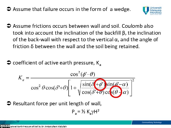  Assume that failure occurs in the form of a wedge. Assume frictions occurs
