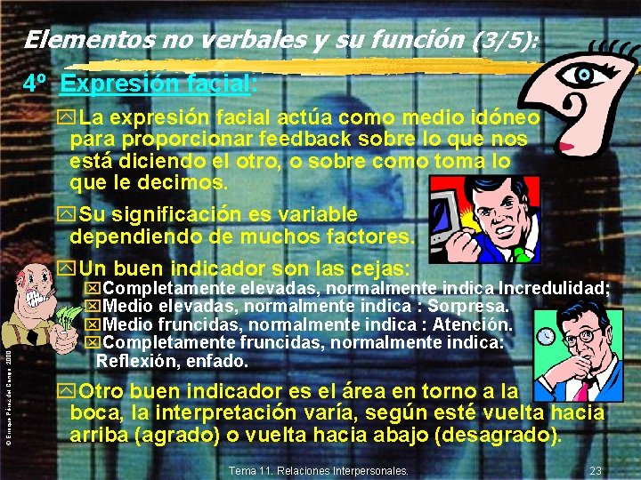 Elementos no verbales y su función (3/5): 4º Expresión facial: © Enrique Pérez del