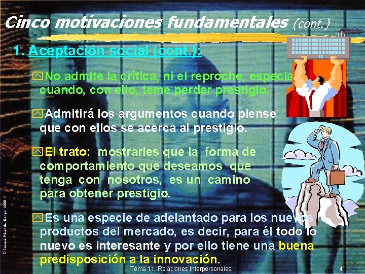 Cinco motivaciones fundamentales (cont. ) 1. Aceptación social (cont. ): y. No admite la