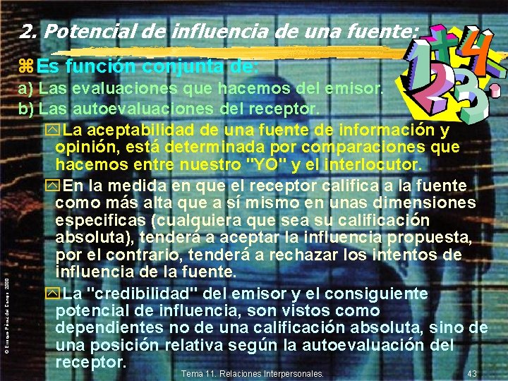 2. Potencial de influencia de una fuente: © Enrique Pérez del Campo, 2000 z.