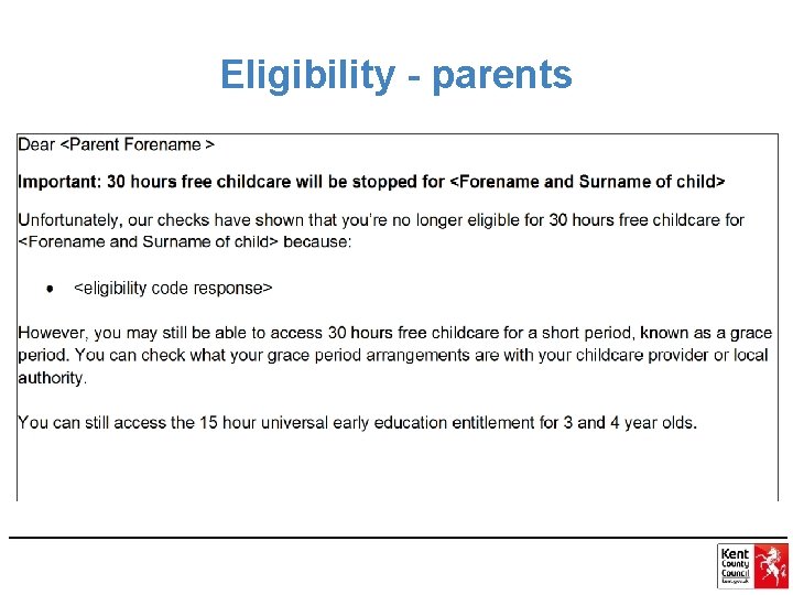 Eligibility - parents 