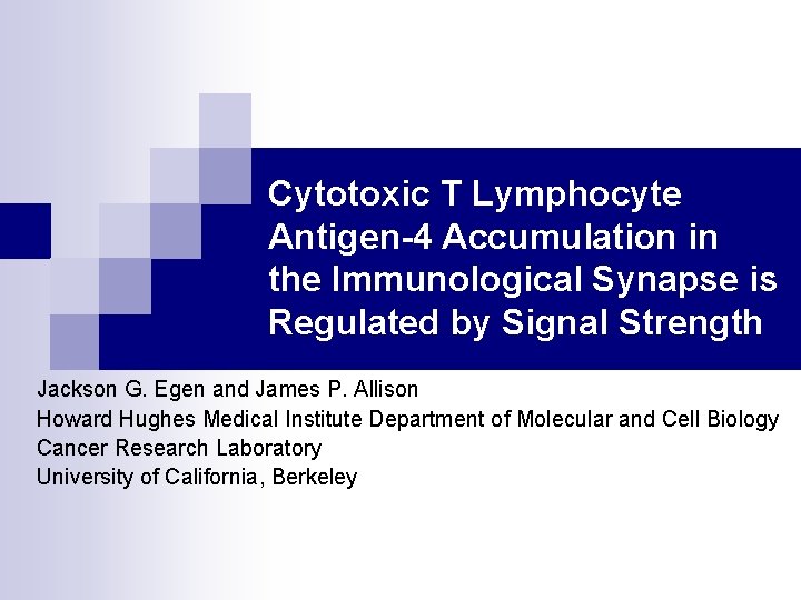 Cytotoxic T Lymphocyte Antigen-4 Accumulation in the Immunological Synapse is Regulated by Signal Strength
