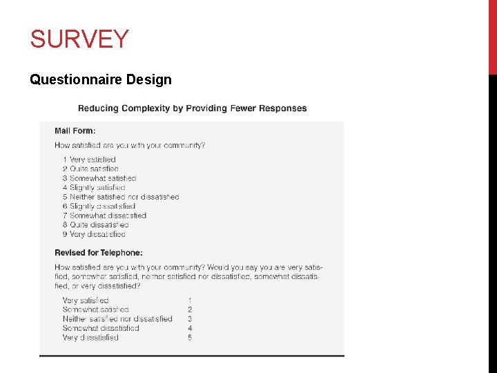 SURVEY Questionnaire Design 