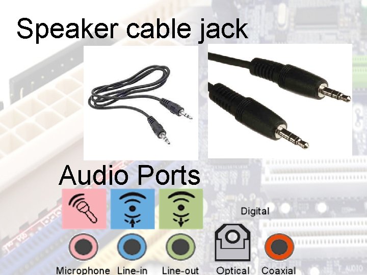 Speaker cable jack Audio Ports 