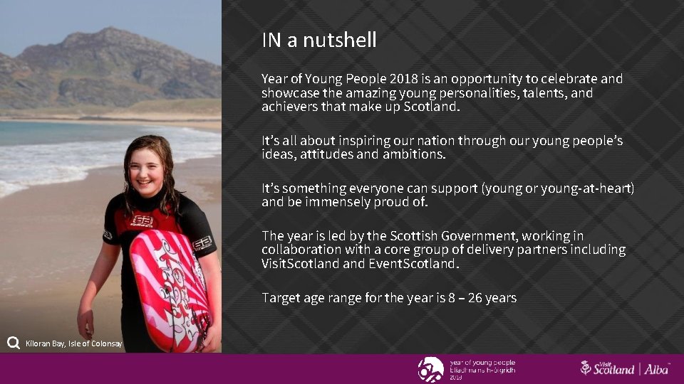 IN a nutshell Year of Young People 2018 is an opportunity to celebrate and