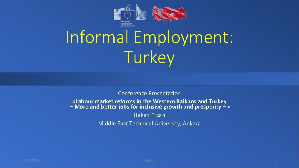 Informal Employment: Turkey Conference Presentation «Labour market reforms in the Western Balkans and Turkey