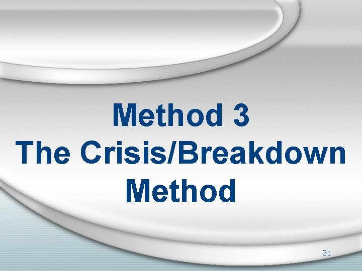 Method 3 The Crisis/Breakdown Method 21 
