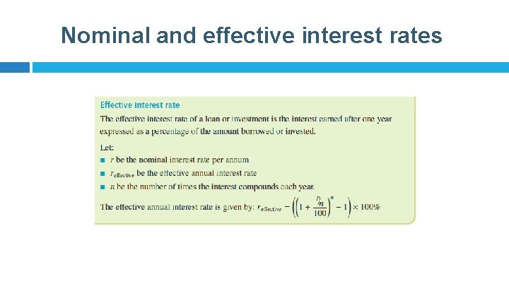 Nominal and effective interest rates 