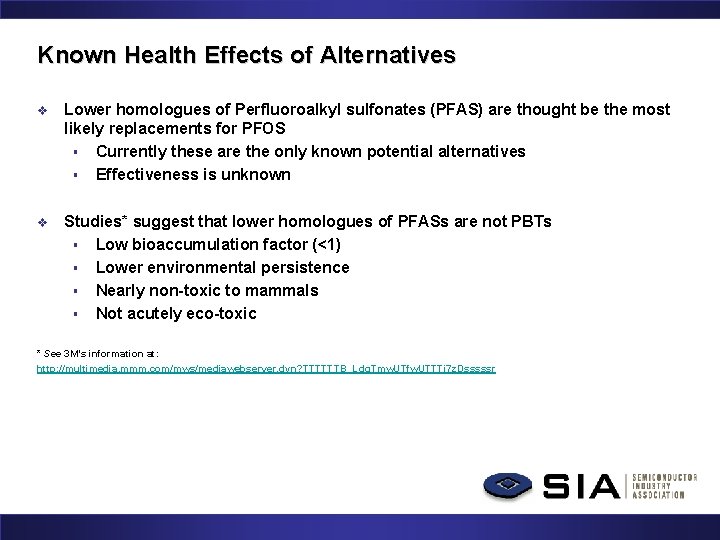 Known Health Effects of Alternatives v Lower homologues of Perfluoroalkyl sulfonates (PFAS) are thought Known Health Effects of Alternatives v Lower homologues of Perfluoroalkyl sulfonates (PFAS) are thought