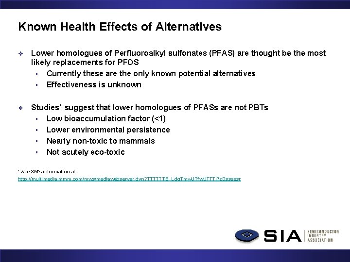 Known Health Effects of Alternatives v Lower homologues of Perfluoroalkyl sulfonates (PFAS) are thought