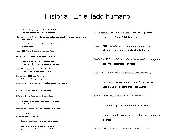Historia: En el lado humano 1834 Michael Faraday - experimentos de la electrólisis sugirieron Historia: En el lado humano 1834 Michael Faraday - experimentos de la electrólisis sugirieron