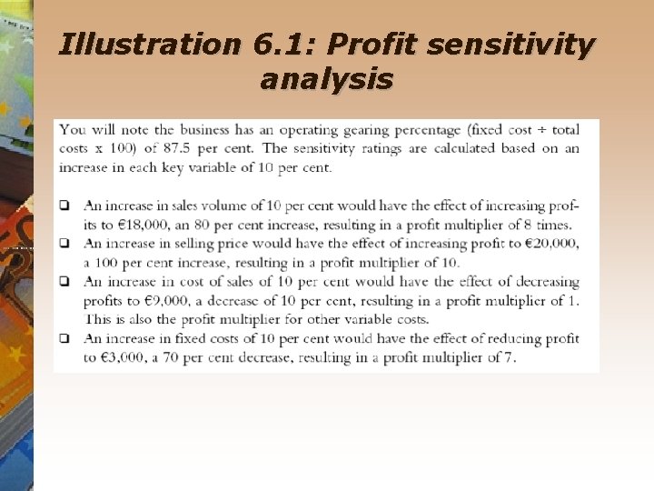 Illustration 6. 1: Profit sensitivity analysis 