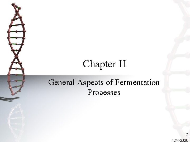 Chapter II General Aspects of Fermentation Processes 12 12/4/2020 